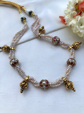 Antique pearls with kundan beads with antique beads mala-Silver Neckpiece-PL-House of Taamara